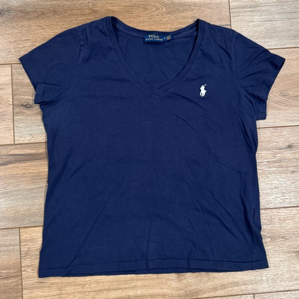 RALPH LAUREN Cotton Navy Casual Baby Tee | Women’s Size M